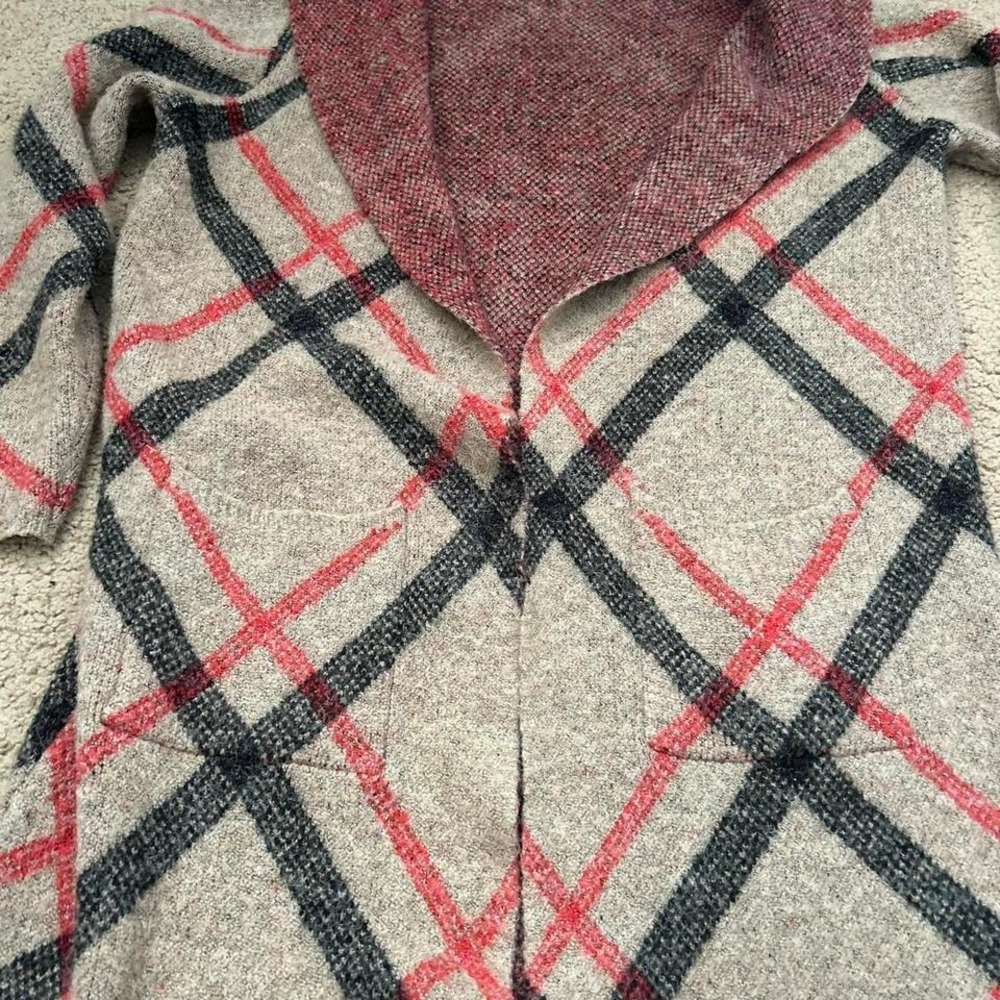 Joseph A. plaid silk hooded cardigan in multi-coloured hues - Picture 4 of 4